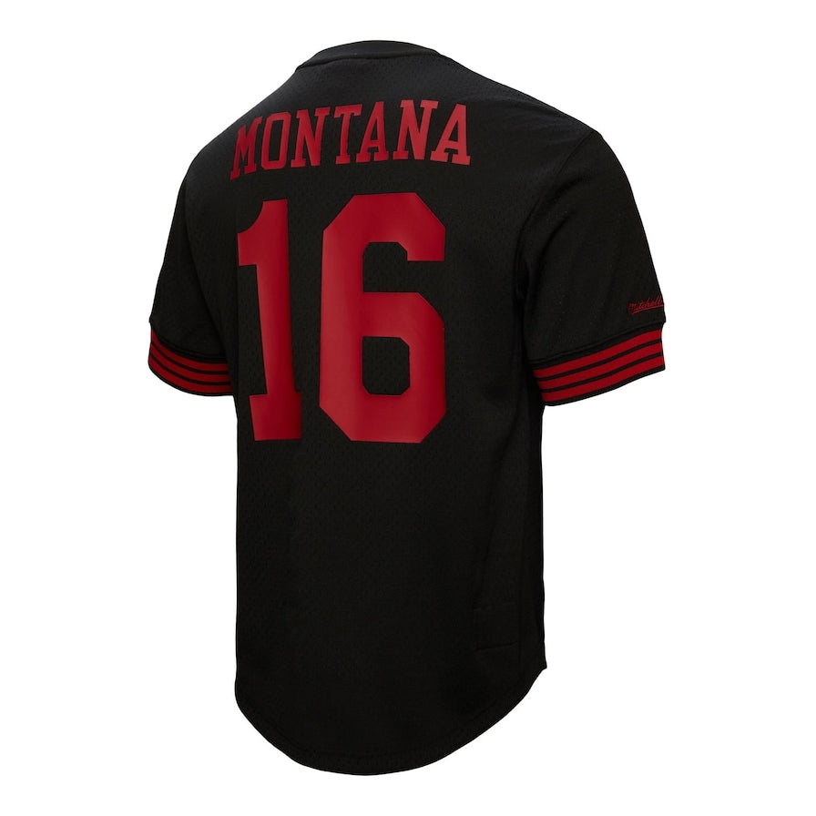 SF.49ers #16 Joe Montana Mitchell & Ness Black Retired Player Name & Number Mesh Top American Football Jersey