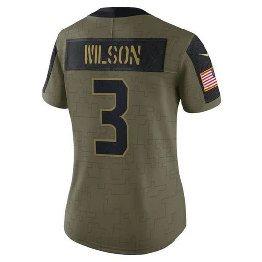 D.Broncos #3 Russell Wilson Olive 2021 Salute To Service Limited Player Football Jerseys