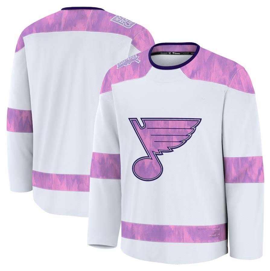 St. L.Blues Fanatics 2024 Hockey Fights Cancer Practice Jersey - White Stitched American Hockey Jerseys