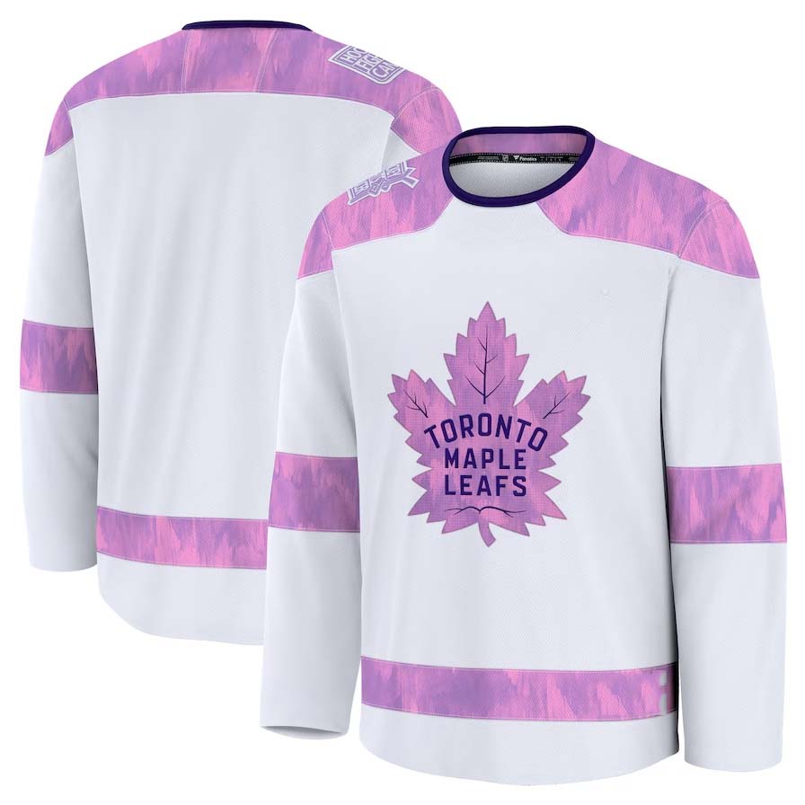 T.Maple Leafs Fanatics 2024 Hockey Fights Cancer Practice Jersey - White Stitched American Hockey Jerseys