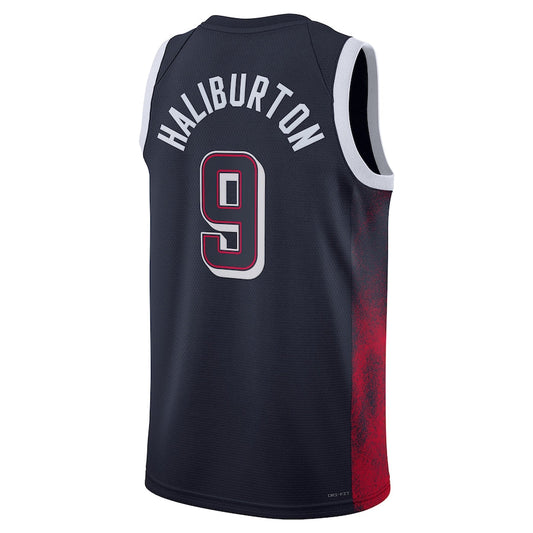 USA Basketball #9 Tyrese Haliburton Unisex 2024 Swingman Player Jersey - Navy American Basketball Jersey