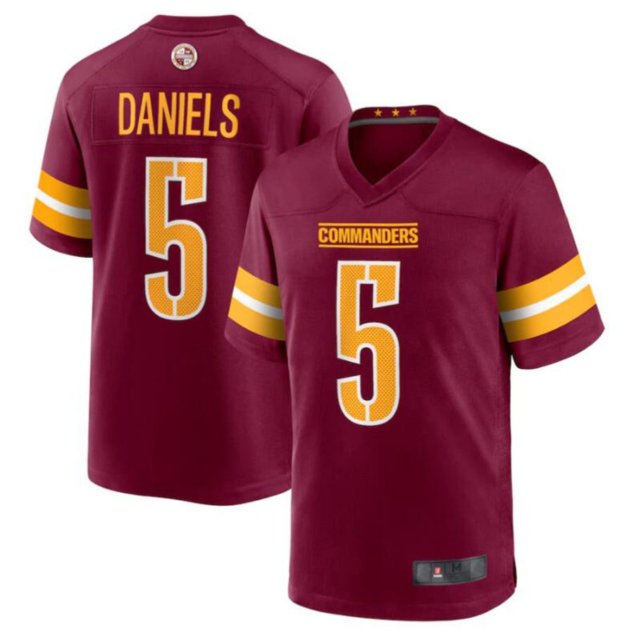 W.Commanders #5 Jayden Daniels Burgundy Player Game Jersey -American Stitched Football Jerseys