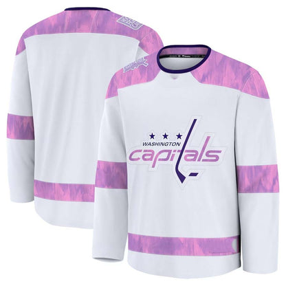 W.Capitals Fanatics 2024 Hockey Fights Cancer Practice Jersey - White Stitched American Hockey Jerseys