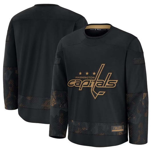 W.Capitals Fanatics 2024 Military Appreciation Practice Jersey - Black Stitched American Hockey Jerseys